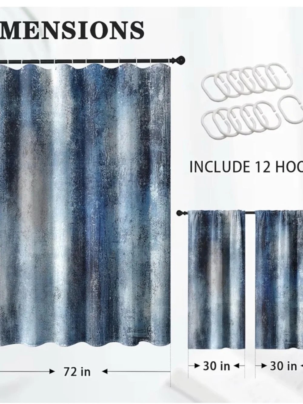 Blue Textured Shower Curtain - Modern Bath Accent